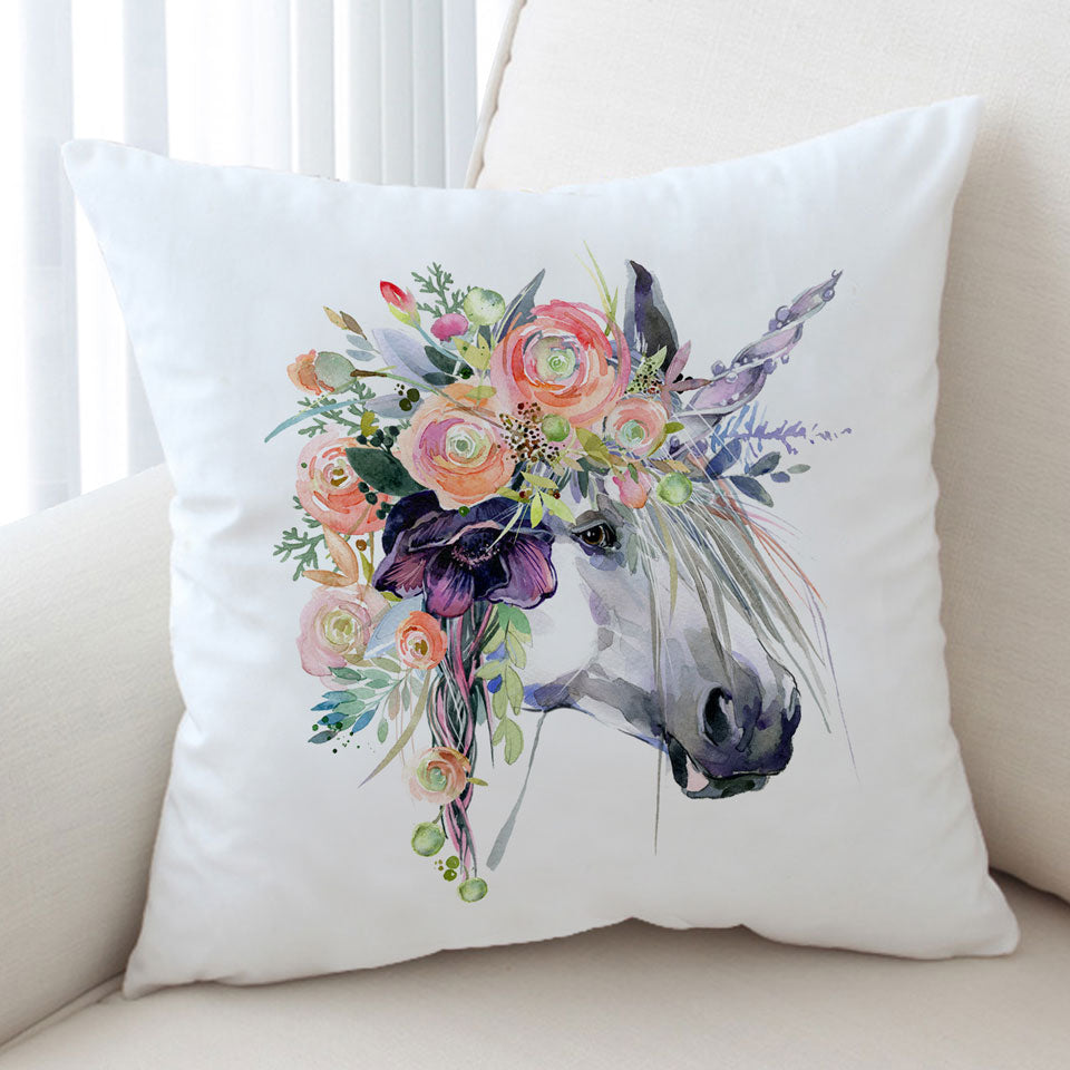Floral Head Unicorn Cushion Covers