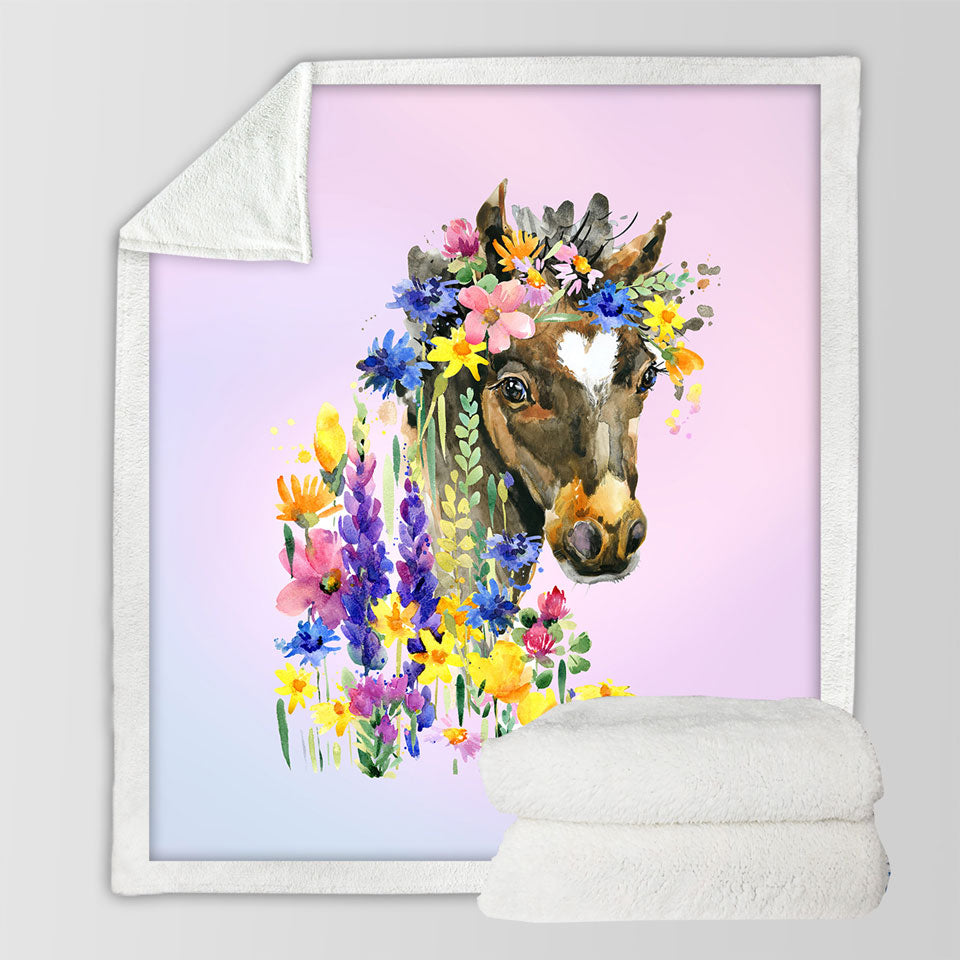 Floral Horse Couch Throws