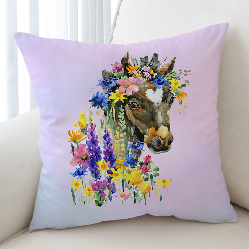 Floral Horse Cushion Cover