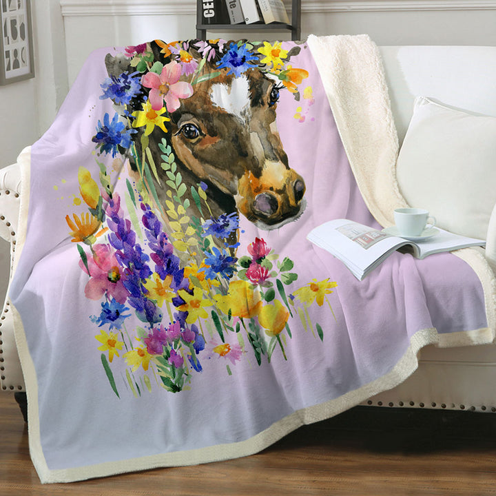 Floral Horse Decorative Throws