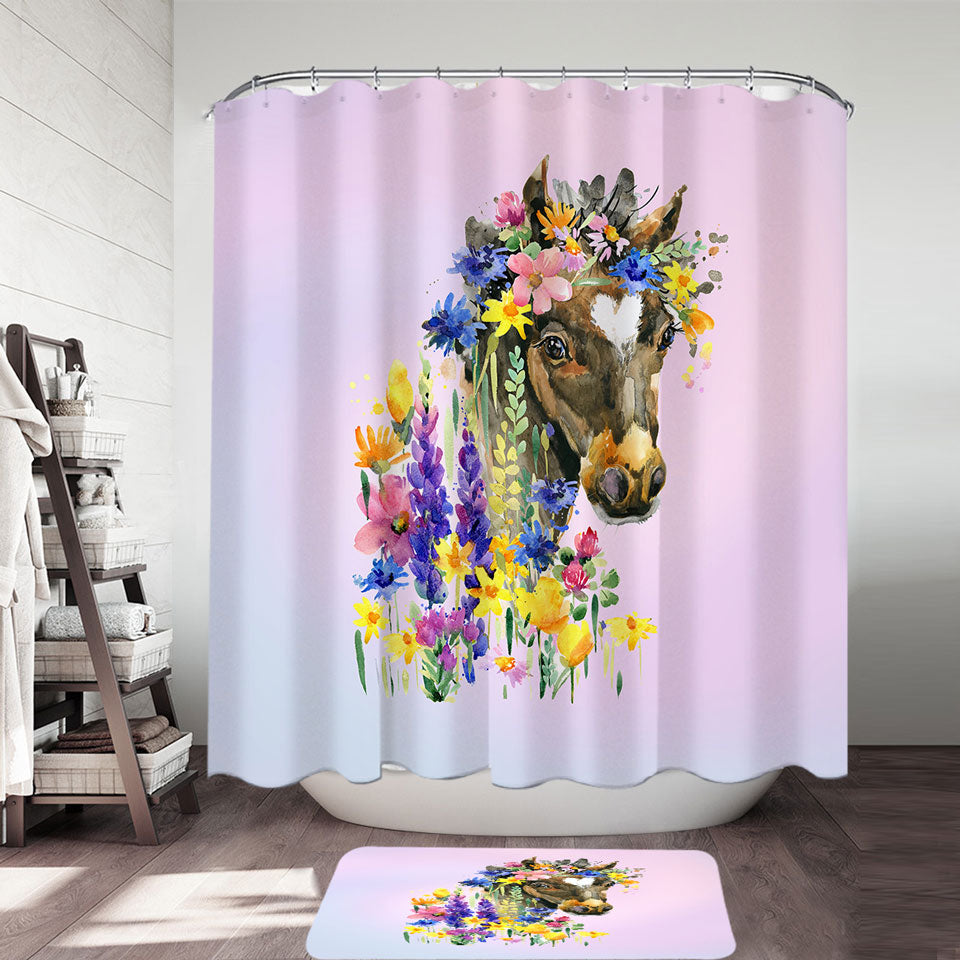 Floral Horse Pretty Shower Curtains