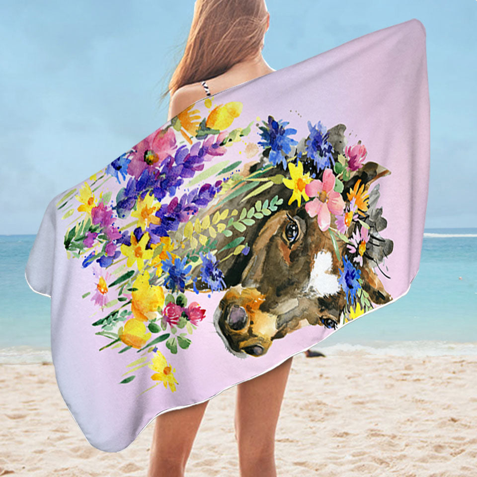 Floral Horse Swimming Towels