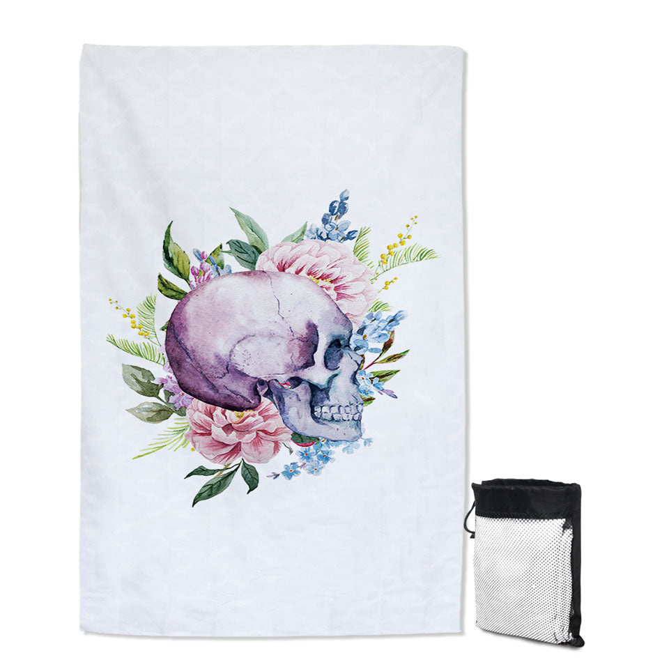 Floral Human Skull Unusual Beach Towels