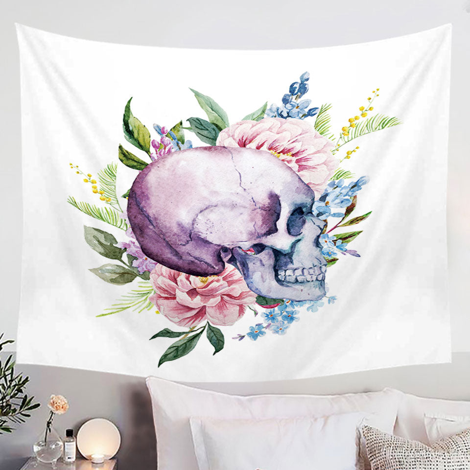 Floral Human Skull Wall Decor