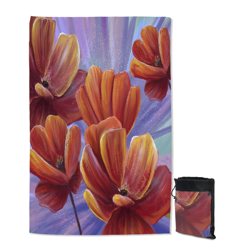 Floral Pool Towels Art the Bloom of the Poppy