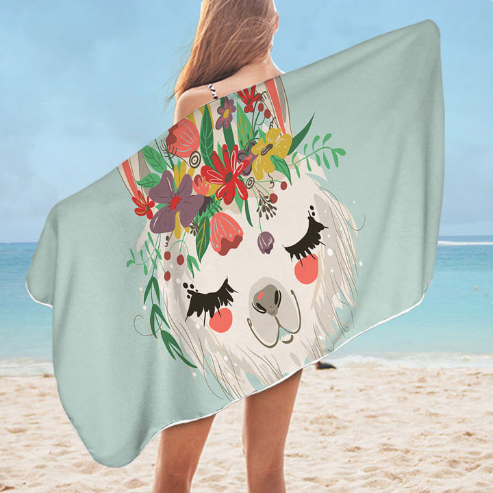 Floral Queen Llama Pool Towels