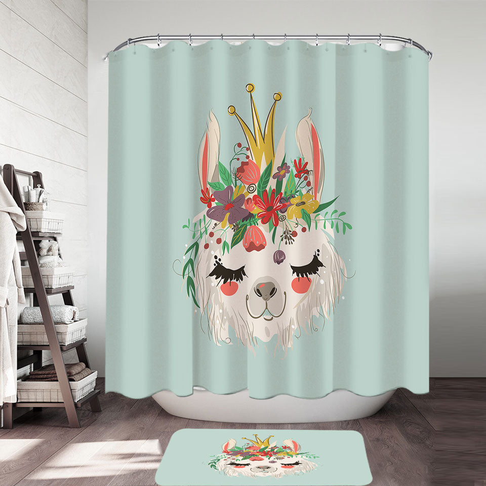Floral Queen Llama Shower Curtain