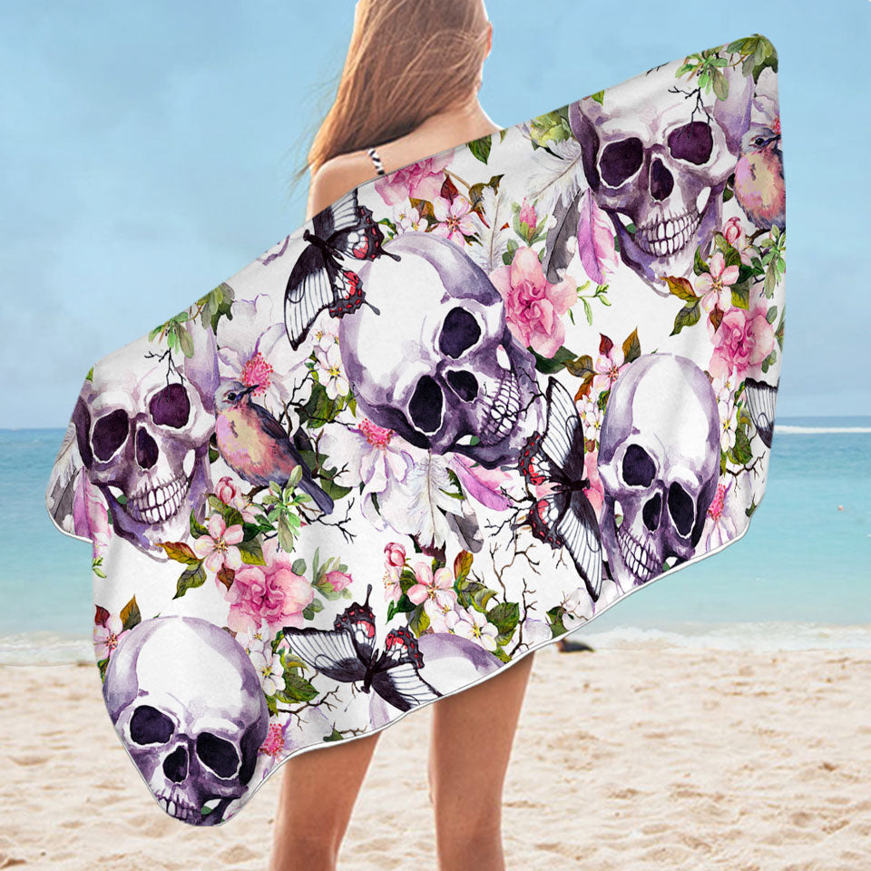 Floral Skulls Best Beach Towels
