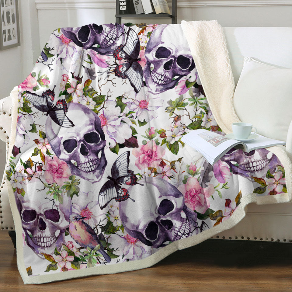 Floral Skulls Cool Womens Throws