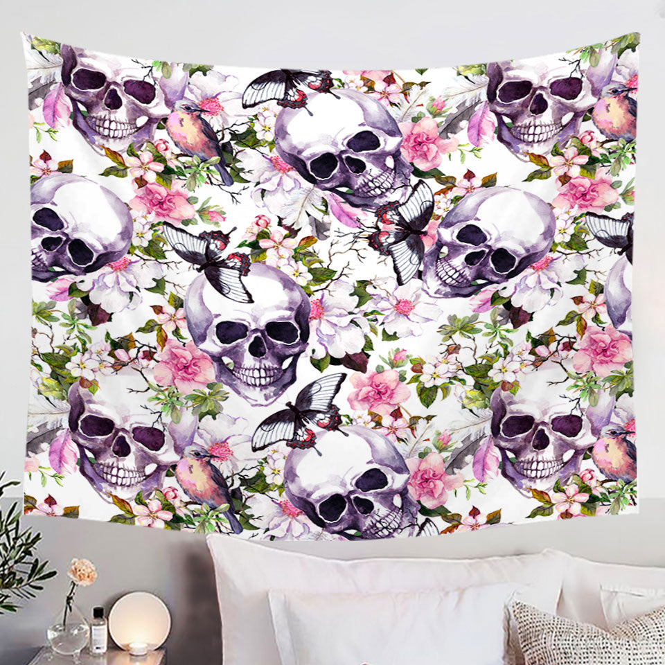 Floral Skulls Tapestry