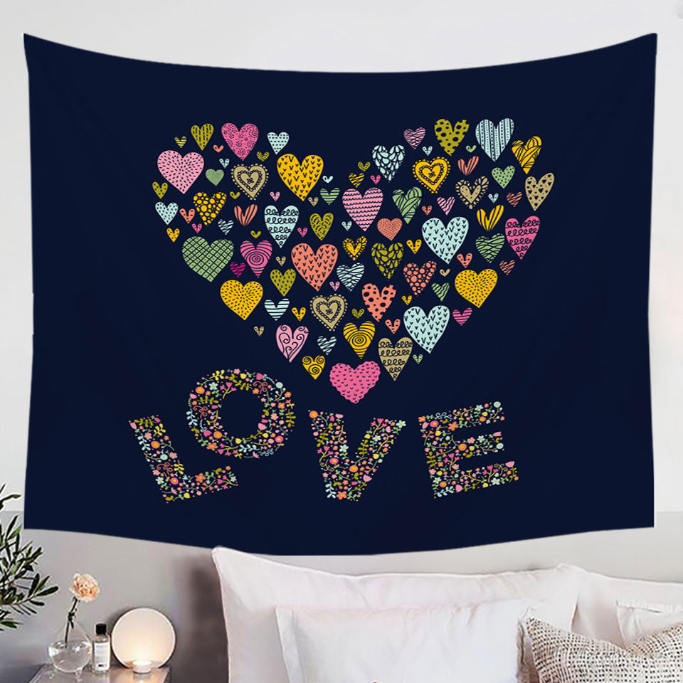 Floral Tapestry Love and Multi Colored Heart of Hearts