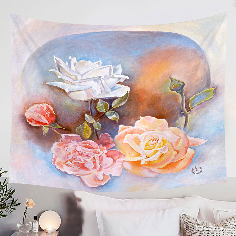 Floral-Tapestry-Wall-Art-Prints-Painting-Beautiful-Multi-Colored-Roses