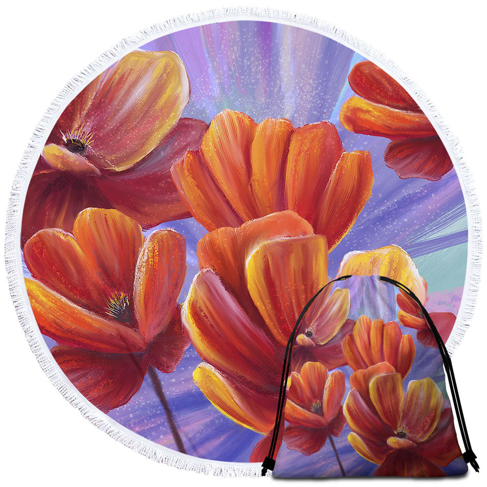 Floral Travel Beach Towel Art the Bloom of the Poppy