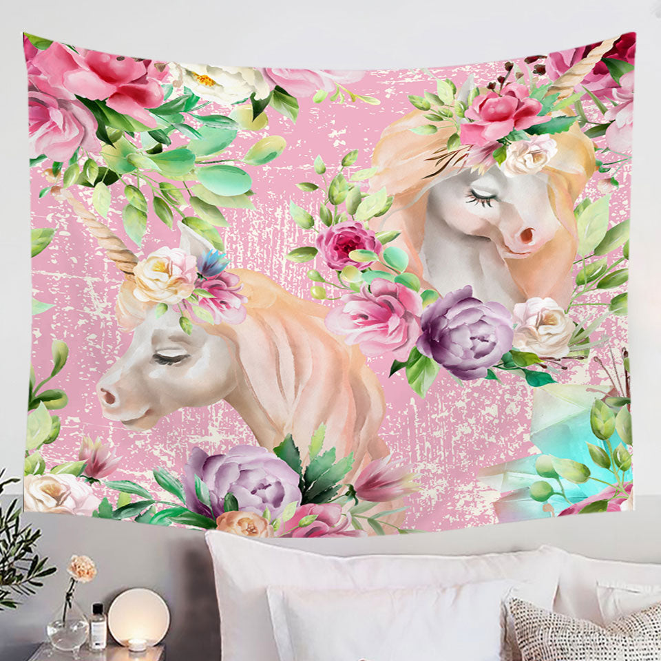Floral Unicorns Wall Decor