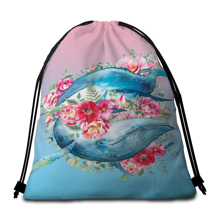 Floral Whales Beach Bags and Towels