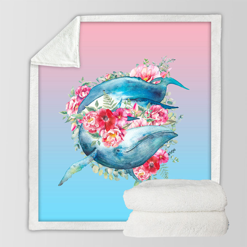 Floral Whales Throws