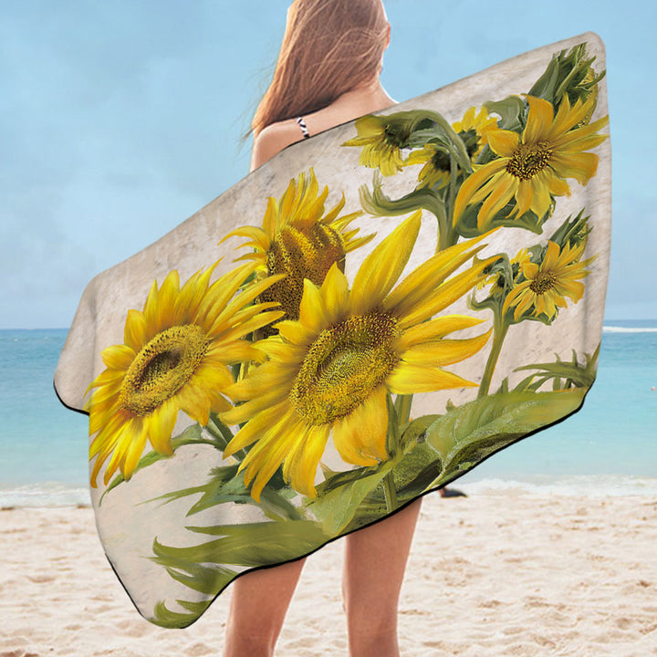 Flower Art Sunflower Beach Towel