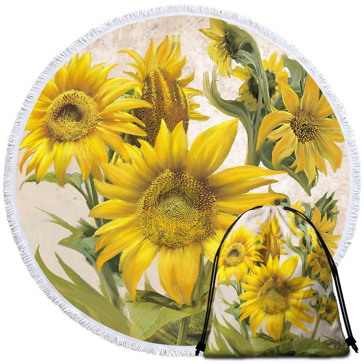 Flower Art Sunflower Beach Towels On Sale