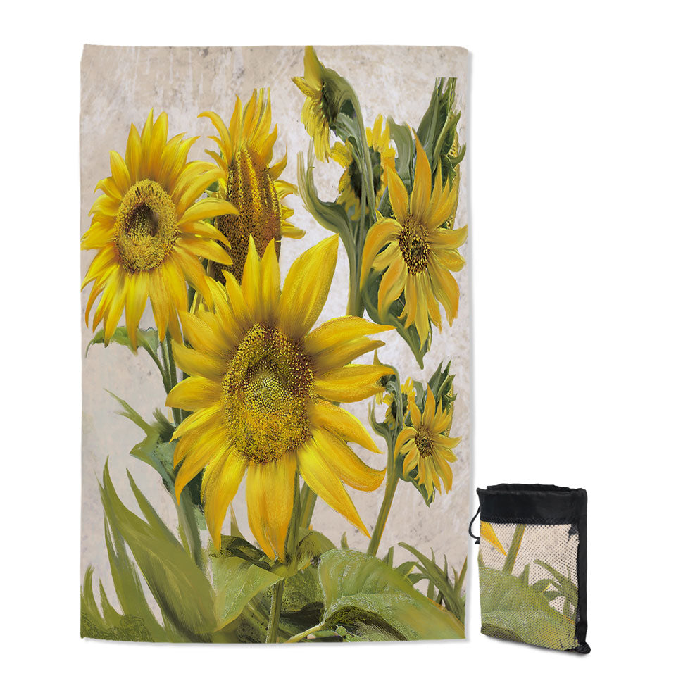 Flower Art Sunflower Lightweight Beach Towel