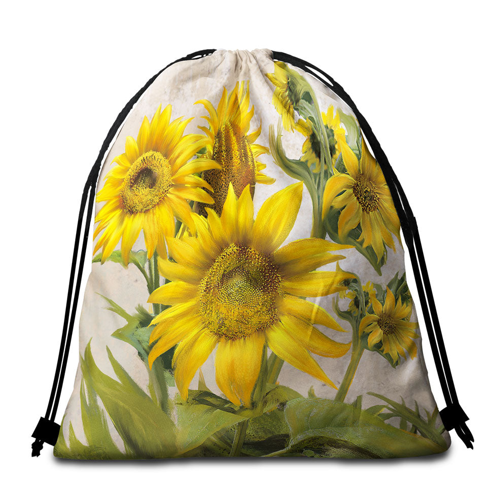 Flower Art Sunflower Nice Beach Towel Bags