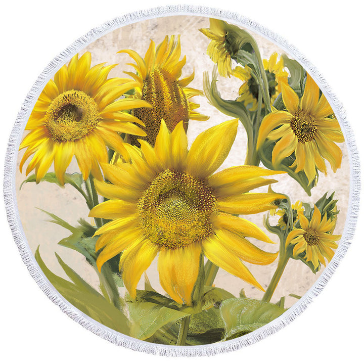 Flower Art Sunflower Womens Beach Towel