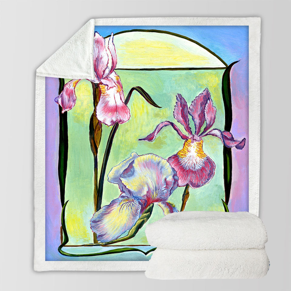 products/Flowers-Painting-Art-Deco-Irises-Blankets