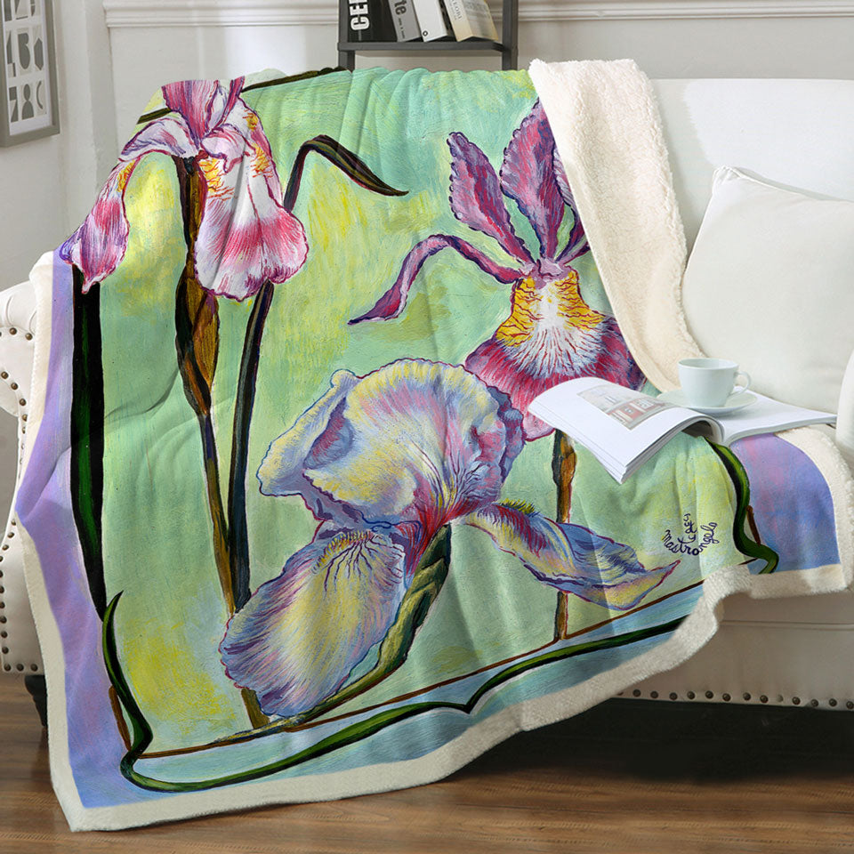 products/Flowers-Painting-Art-Deco-Irises-Throw-Blanket
