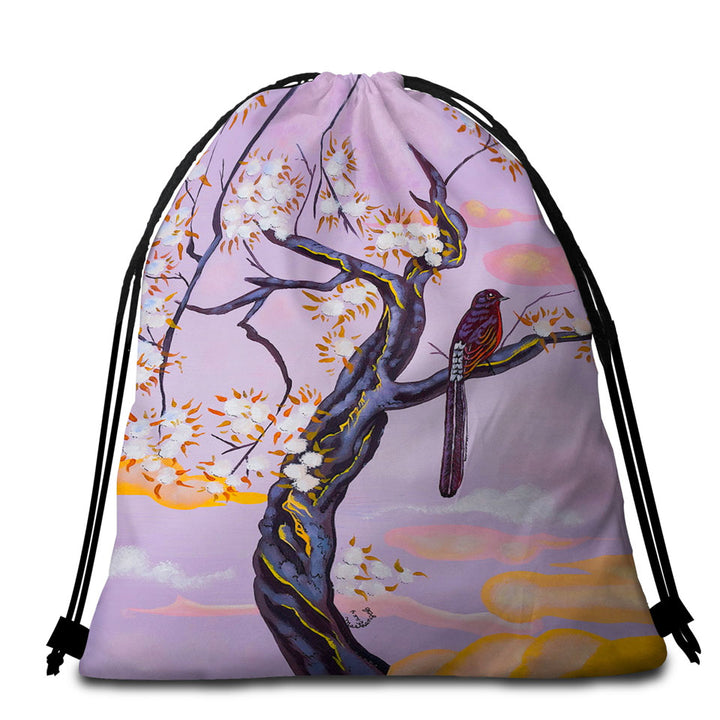 Native American Wild Animal Art Painted Wolf Beach Towel Bags