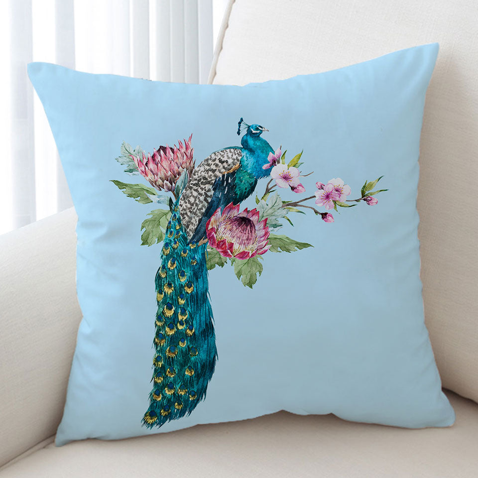 Flowers and Peacock Cushion Covers