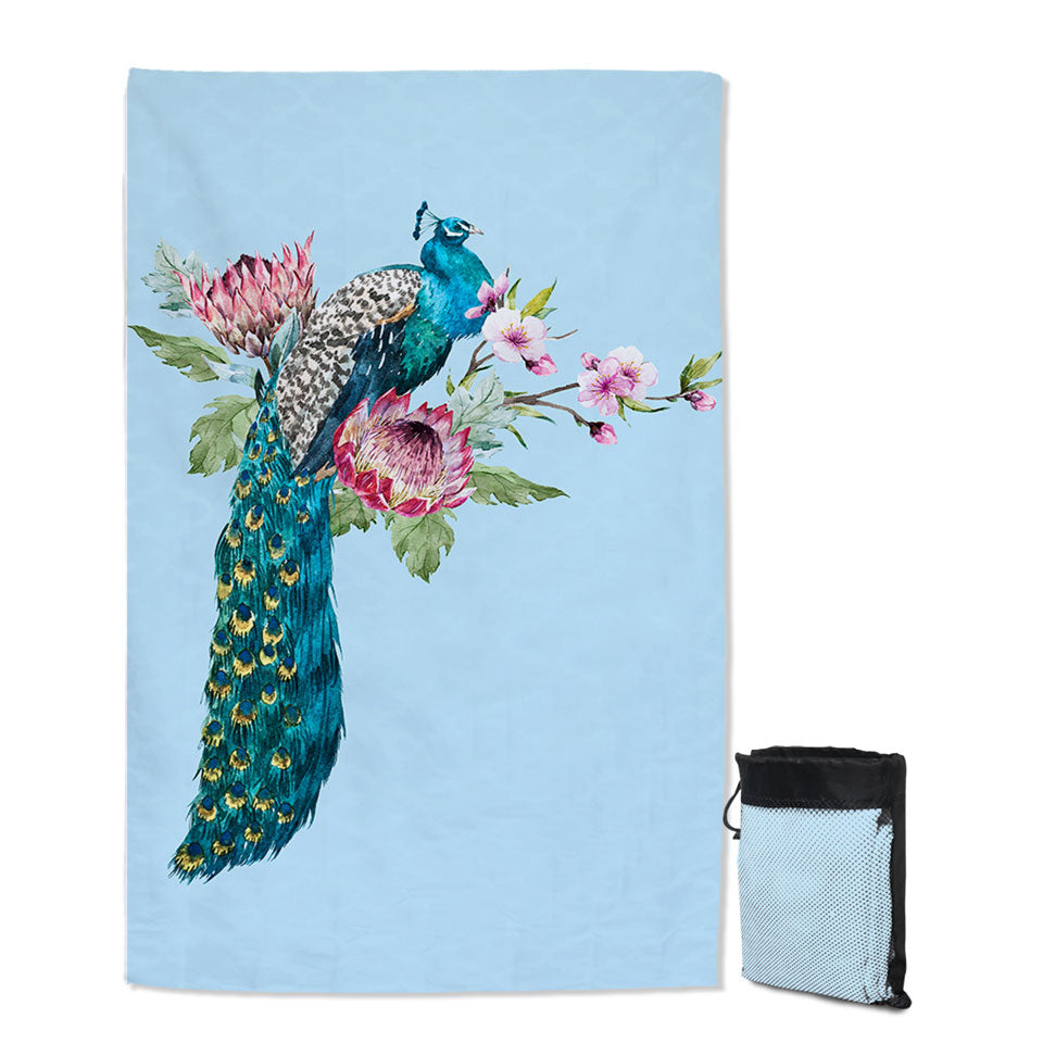 Flowers and Peacock Microfiber Towels For Travel