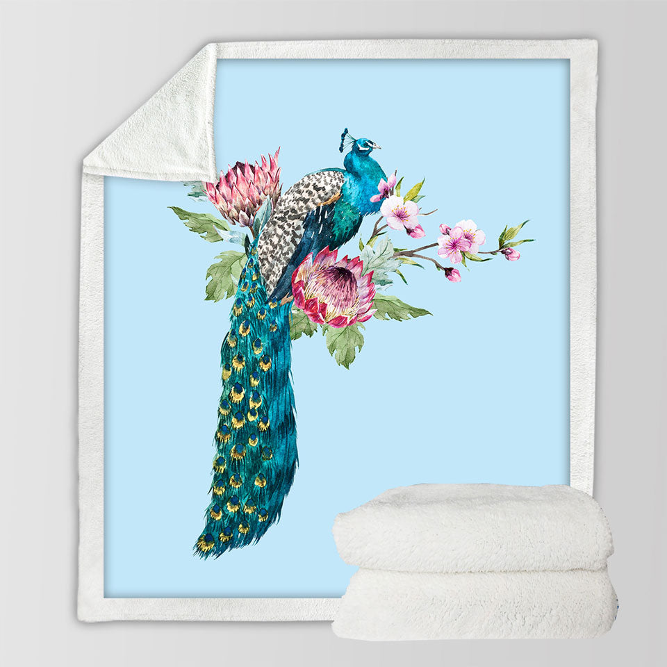 Flowers and Peacock Throws