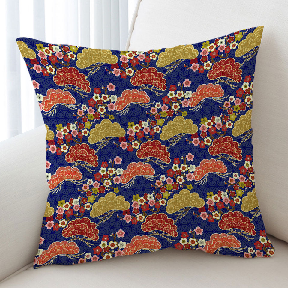 Flowers and Trees Asian Japanese Decorative Pillows