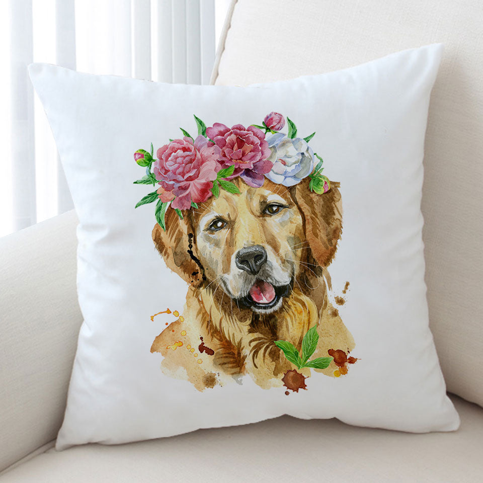 Flowery Labrador Dog Cushion Cover