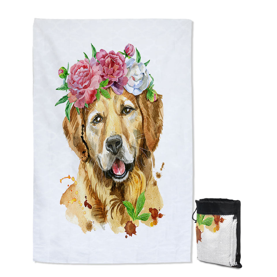 Flowery Labrador Dog Lightweight Beach Towel
