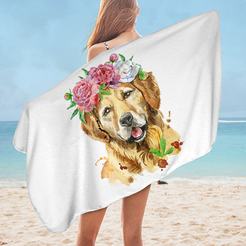 Flowery Labrador Dog Pool Towels