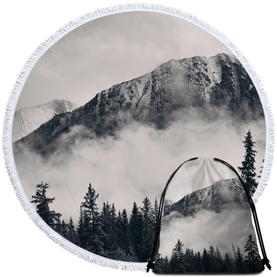 Foggy Mountains and Forest Beach Towels and Bags Set