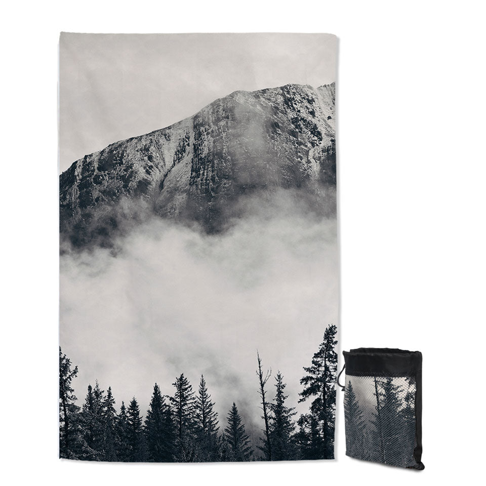 Foggy Mountains and Forest Quick Dry Beach Towel
