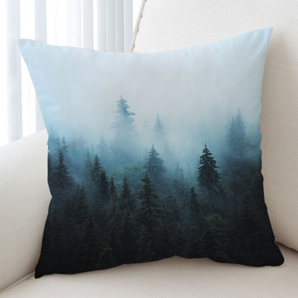 Foggy Pine Forest Decorative Pillows