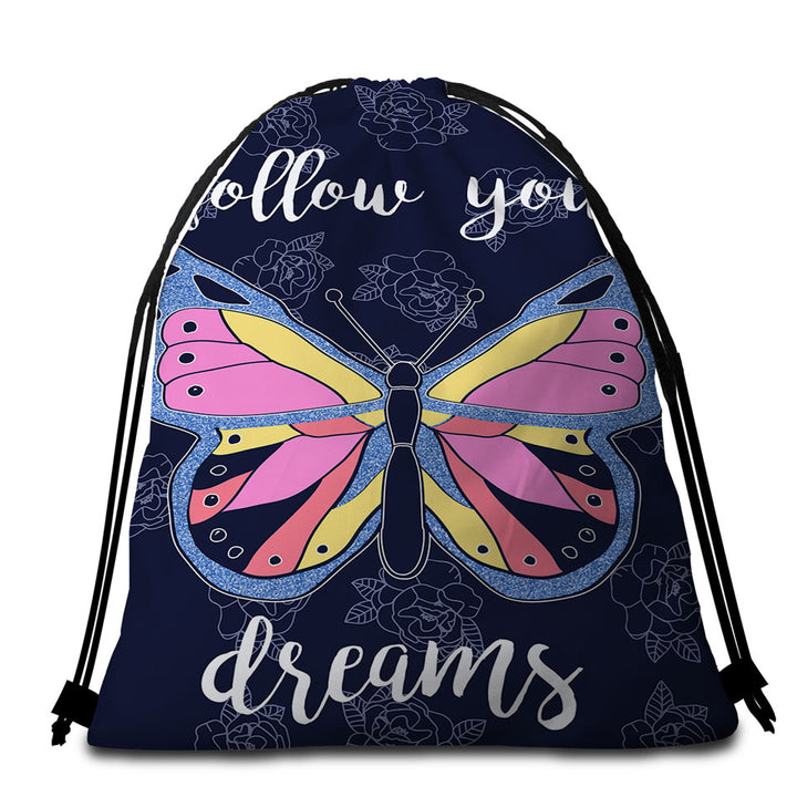 Follow Your Dream Butterfly Beach Towel Bags