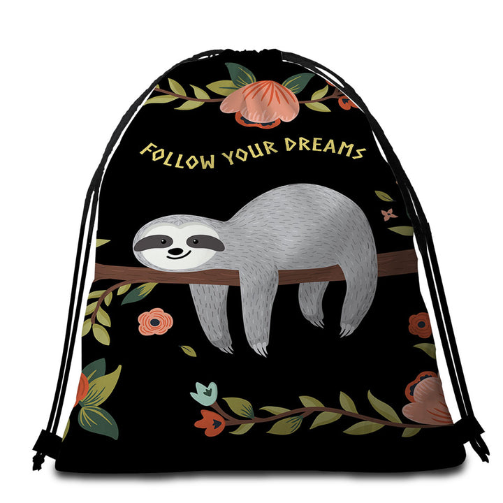 Follow Your Dreams Sloth Beach Towels and Bags Set