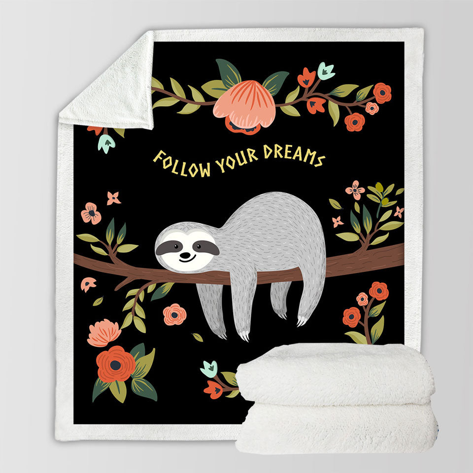 Follow Your Dreams Sloth Sherpa Blanket
