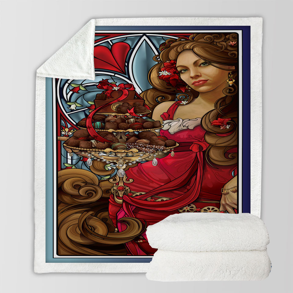 products/For-the-Love-of-Chocolate-Beautiful-Woman-Sherpa-Blanket
