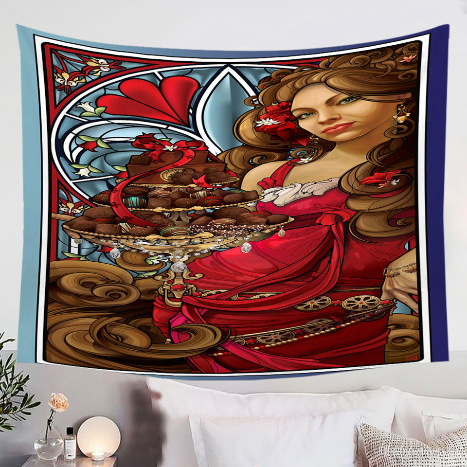 For-the-Love-of-Chocolate-Beautiful-Woman-Tapestry