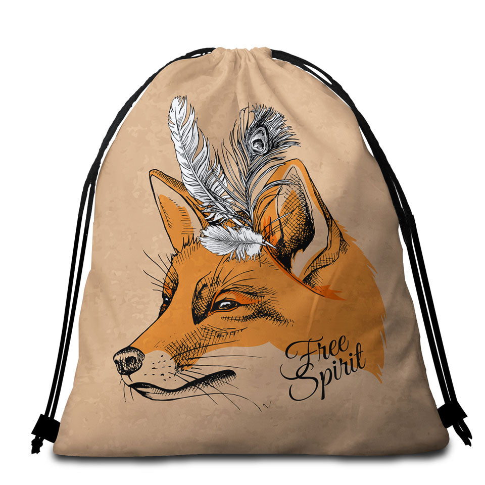 Free Spirit Feathers Fox Beach Bags and Towels