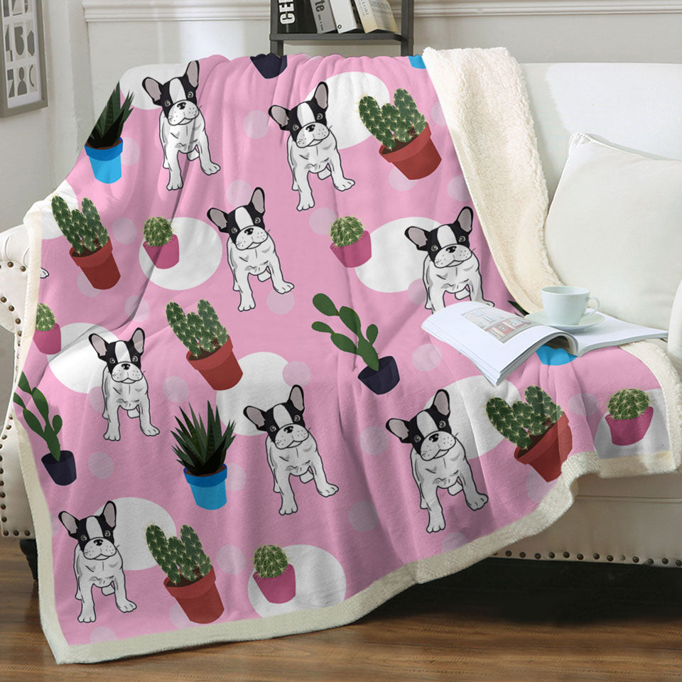 French Bulldog and Cactus Couch Throws
