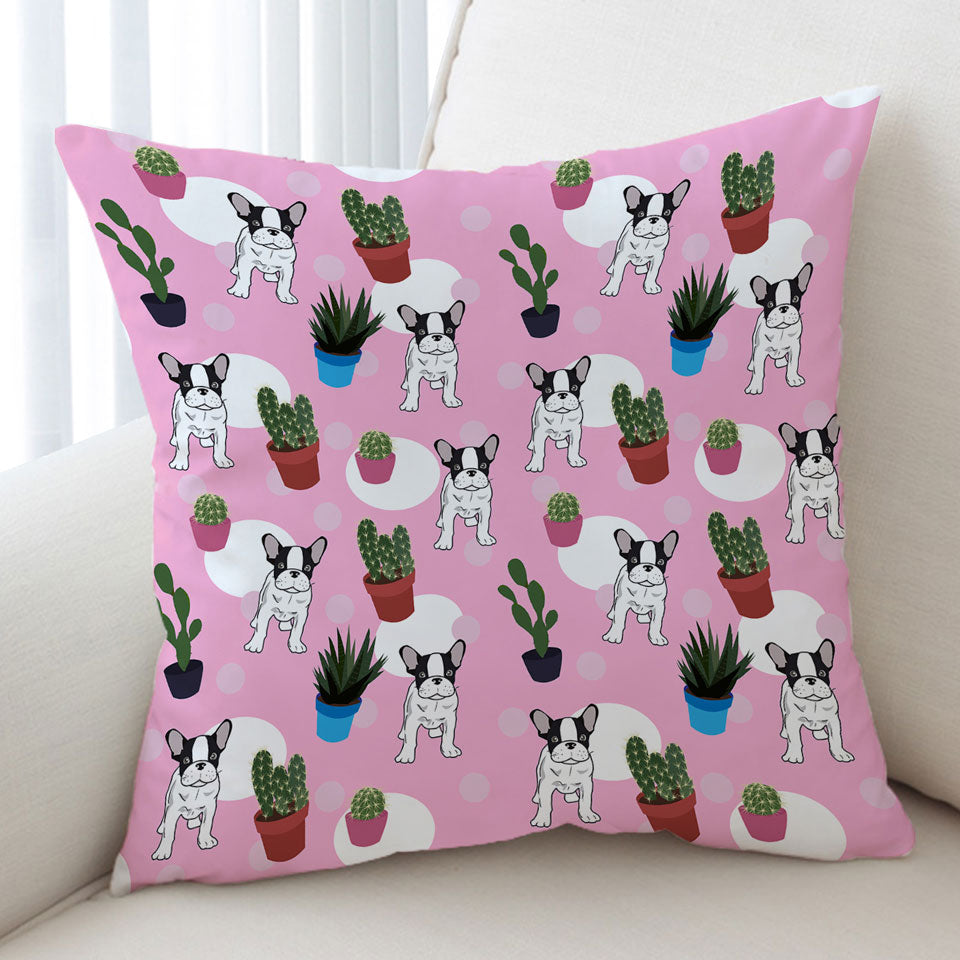 French Bulldog and Cactus Cushions