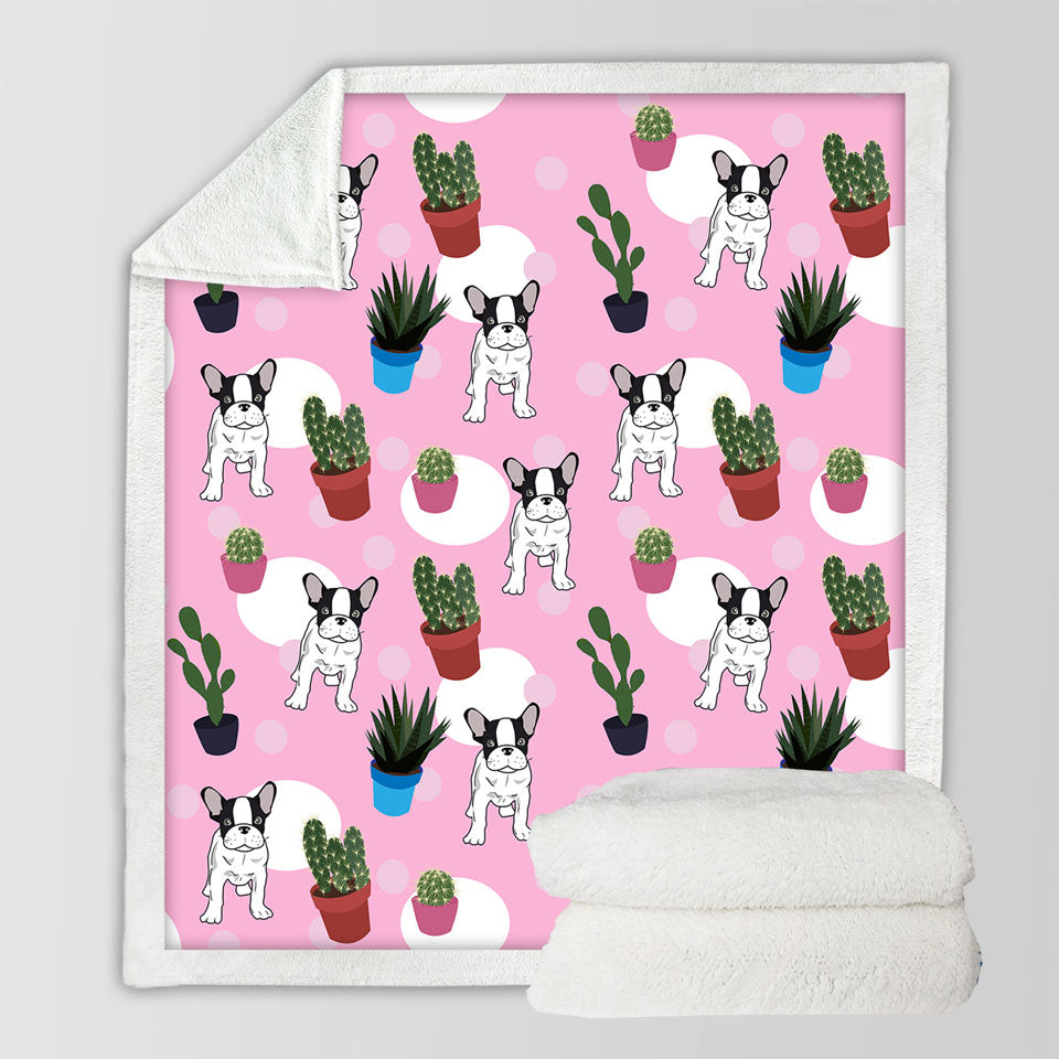 French Bulldog and Cactus Decorative Throws