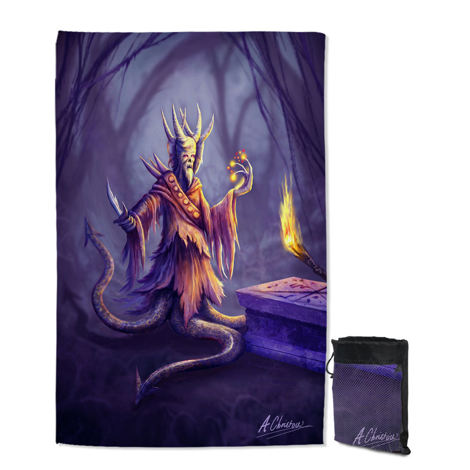 Frightening Fantasy Art Quick Dry Beach Towel Lord Altis the Monster