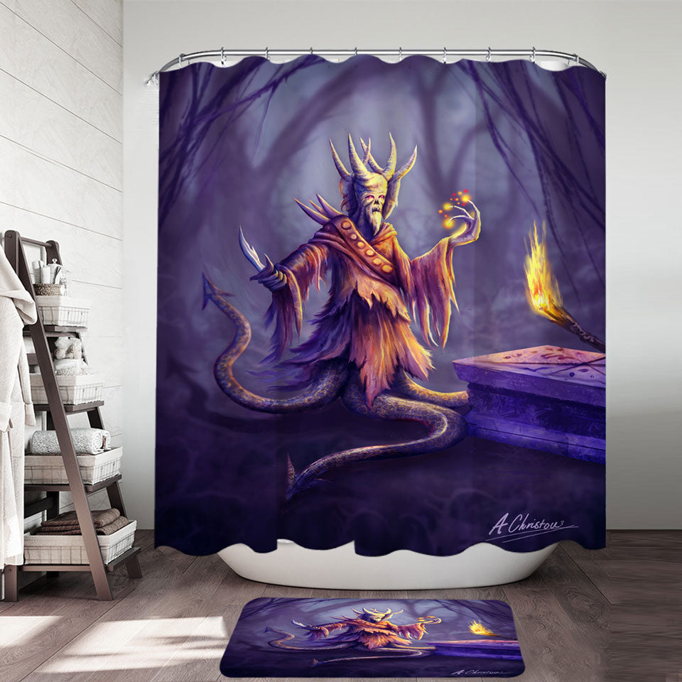 Frightening Fantasy Art Shower Curtains Lord Altis the Monster