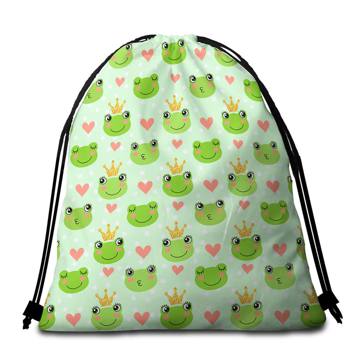Frog Beach Towel Pack King Frog and Cute Frog with Hearts
